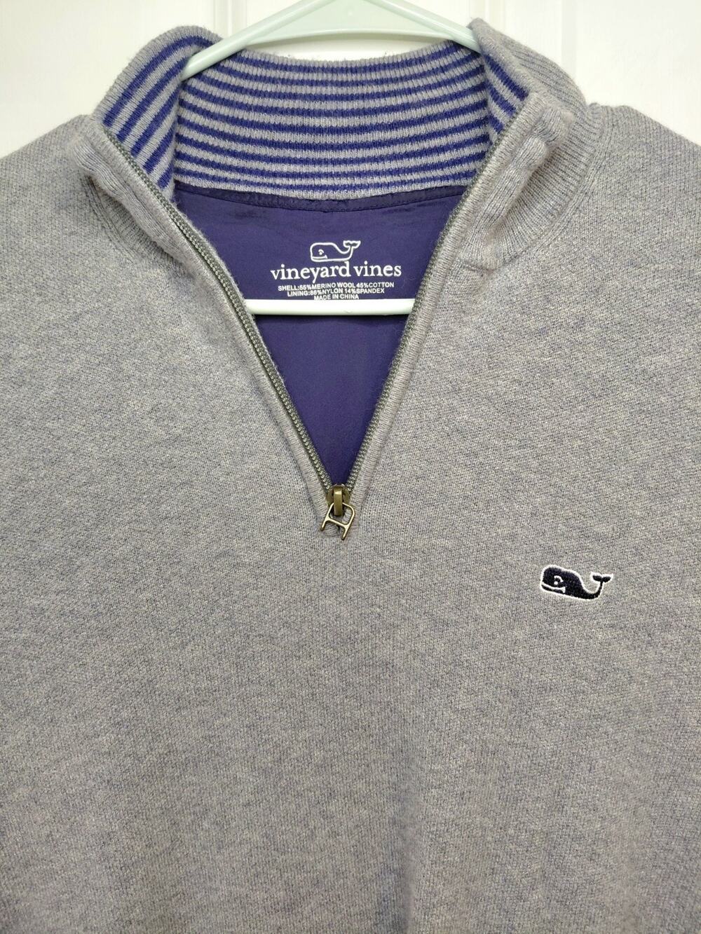 Vineyard Vines Men’s Insulated Gray Merino Wool Quarter Zip Pullover Sweater Sm